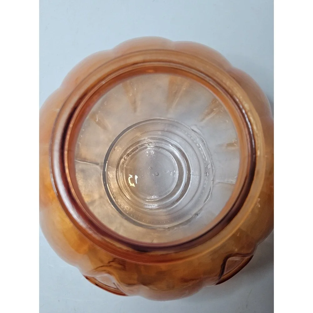 Amici Home Orange Glass Jack O Lantern Pumpkin Candy Jar Canister Lid 5.5